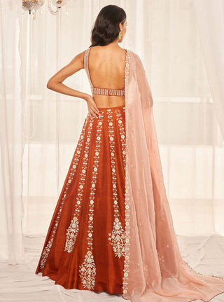 Disha Muchhala-Burnt Orange Lehenga Set-INDIASPOPUP.COM