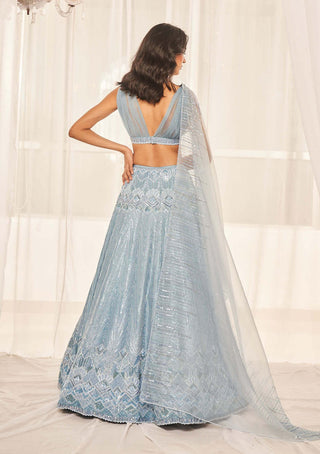 Disha Muchhala-Cerulean Blue Embroidered Lehenga Set-INDIASPOPUP.COM