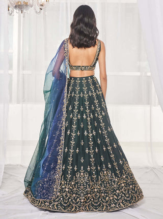 Disha Muchhala-Bottle Green Bridal Lehenga Set-INDIASPOPUP.COM