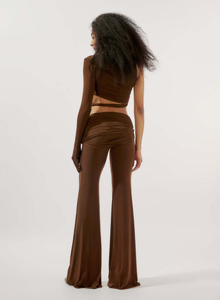 Deme By Gabriella-Brooks Brown Asymmetric Top And Pants-INDIASPOPUP.COM