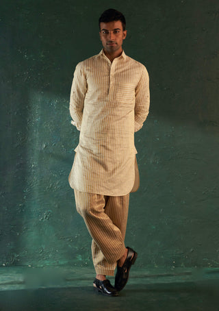 Charkhee Men-White Tissue Pathani Kurta And Salwar-INDIASPOPUP.COM