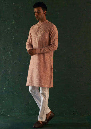 Charkhee Men-Rose Pink Straight Kurta And Pants-INDIASPOPUP.COM