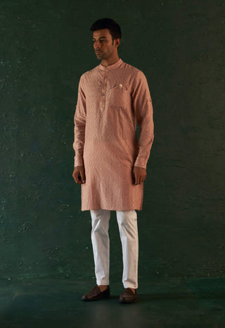 Charkhee Men-Rose Pink Straight Kurta And Pants-INDIASPOPUP.COM