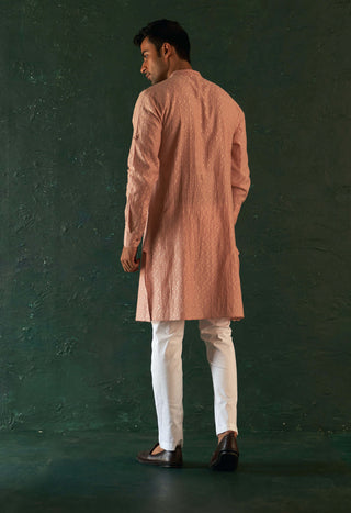 Charkhee Men-Rose Pink Straight Kurta And Pants-INDIASPOPUP.COM