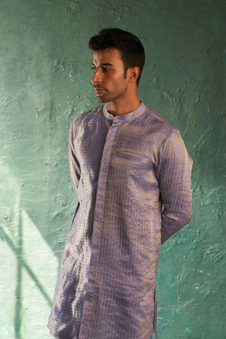 Charkhee Men-Lavender Short Kurta And Pants-INDIASPOPUP.COM