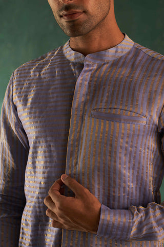 Charkhee Men-Lavender Short Kurta And Pants-INDIASPOPUP.COM