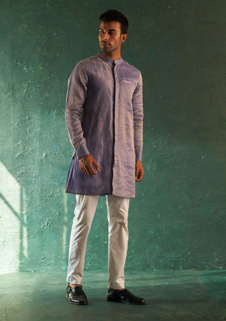 Charkhee Men-Lavender Short Kurta And Pants-INDIASPOPUP.COM
