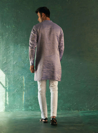 Charkhee Men-Lavender Short Kurta And Pants-INDIASPOPUP.COM