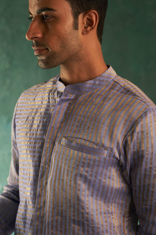 Charkhee Men-Lavender Short Kurta And Pants-INDIASPOPUP.COM