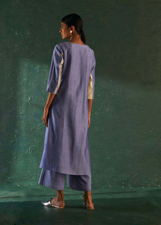 Charkhee-Lavender Chanderi Kurta Set-INDIASPOPUP.COM