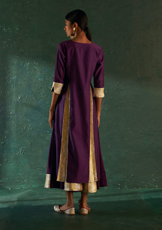 Charkhee-Plush Purple Chanderi Kurta Set-INDIASPOPUP.COM