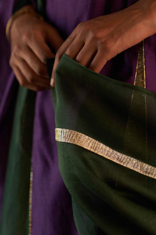Charkhee-Plush Purple Chanderi Kurta Set-INDIASPOPUP.COM