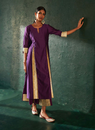 Charkhee-Plush Purple Embellished Kurta Set-INDIASPOPUP.COM