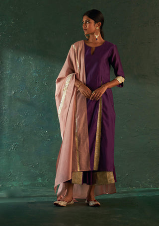 Charkhee-Plush Purple Embellished Kurta Set-INDIASPOPUP.COM