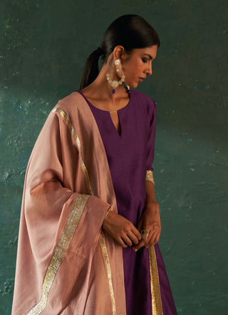 Charkhee-Plush Purple Embellished Kurta Set-INDIASPOPUP.COM
