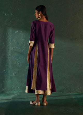Charkhee-Plush Purple Embellished Kurta Set-INDIASPOPUP.COM