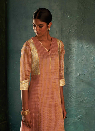 Charkhee-Rose Pink Tissue Kurta Set-INDIASPOPUP.COM
