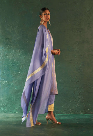 Charkhee-Lavender Classic Tissue Kurta Set-INDIASPOPUP.COM