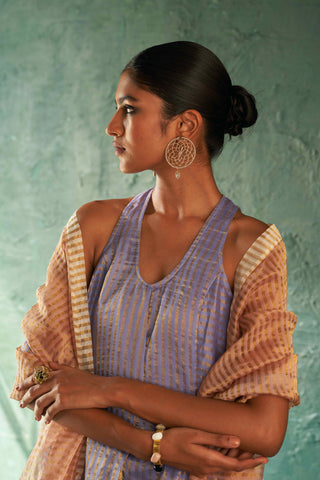 Charkhee-Lavender Short Kurti And Salwar Set-INDIASPOPUP.COM