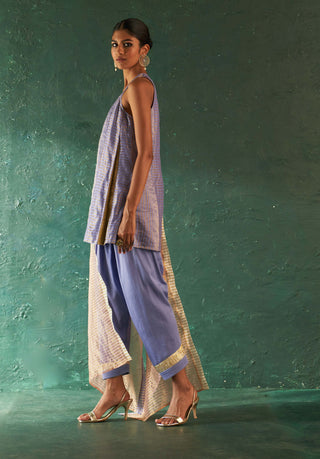 Charkhee-Lavender Short Kurti And Salwar Set-INDIASPOPUP.COM