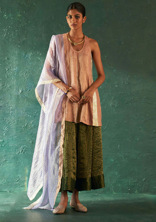 Charkhee-Rose Pink Short Kurti And Palazzo Set-INDIASPOPUP.COM