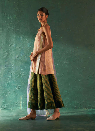 Charkhee-Rose Pink Short Kurti And Palazzo Set-INDIASPOPUP.COM