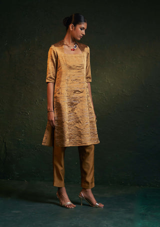 Charkhee-Gold Tissue Kurta Set-INDIASPOPUP.COM