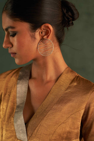 Charkhee-Classic Gold Tissue Straight Kurta Set-INDIASPOPUP.COM