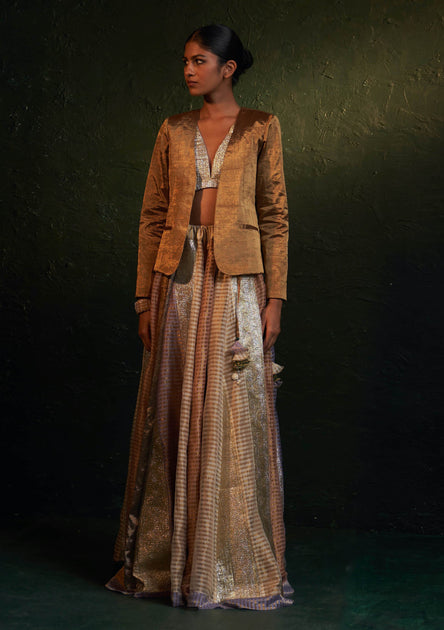 Mehal in Crop blazer lehenga set