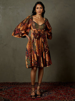 Ri.Ritu Kumar-Black Embroidered Petunia Dress-INDIASPOPUP.COM