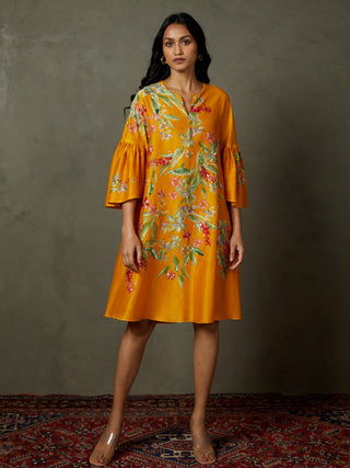 Ri.Ritu Kumar-Mustard Yellow Erica Dress-INDIASPOPUP.COM