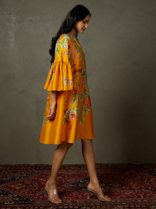 Ri.Ritu Kumar-Mustard Yellow Erica Dress-INDIASPOPUP.COM
