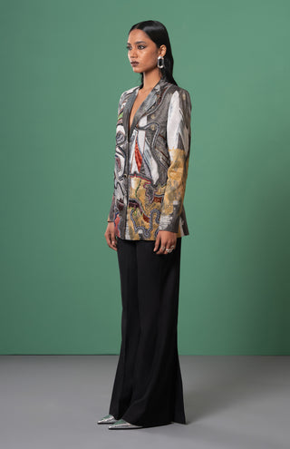 Ecru Embroidered Blazer by Advait available on Indiaspopup