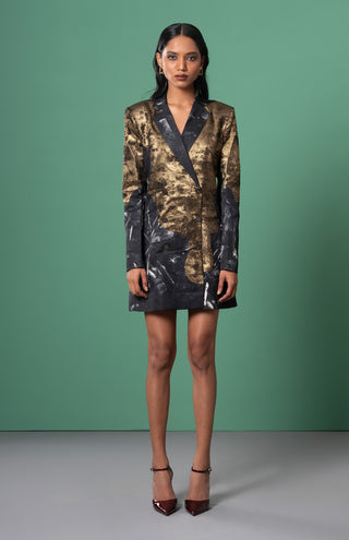 Onyx Patchwork Blazer Dress by Advait available on Indiaspopup