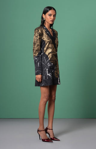 Onyx Patchwork Blazer Dress by Advait available on Indiaspopup