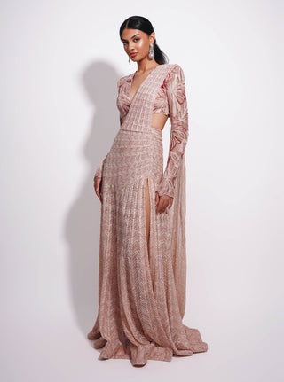 Florian blush pink slit sari and blouse