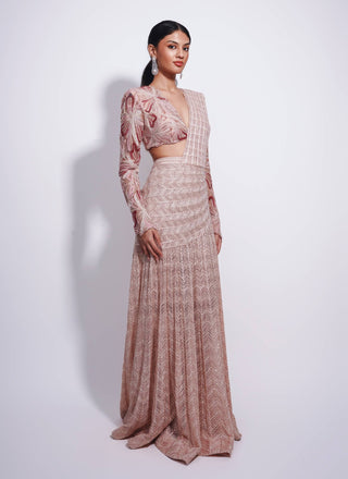 Florian blush pink slit sari and blouse