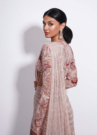 Florian blush pink slit sari and blouse