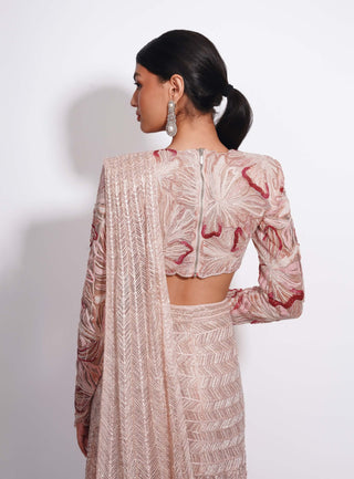 Florian blush pink slit sari and blouse