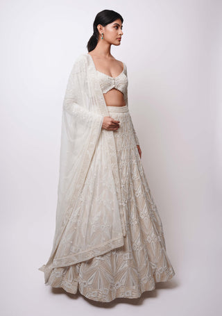 Altairey ivory beaded blouse and lehenga set