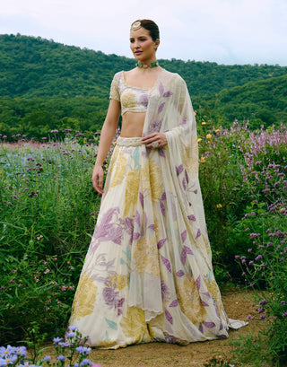 Darla ivory floral lehenga set