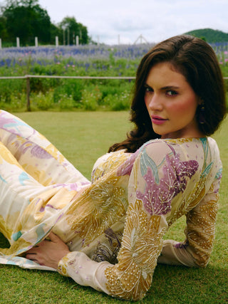 Diana ivory sharara and cape set