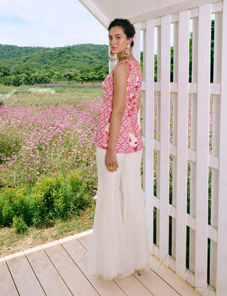 Dahila ivory peplum kurta and sharara