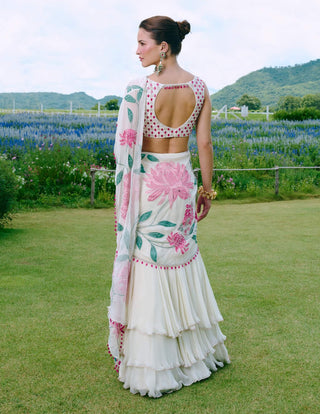 Dalphine ivory drape sari and blouse