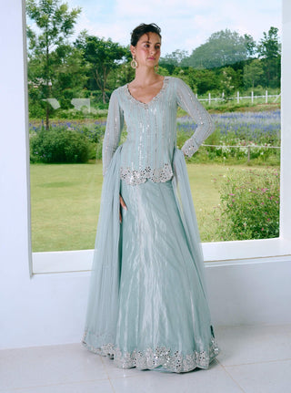 Dina aqua blue lehenga set