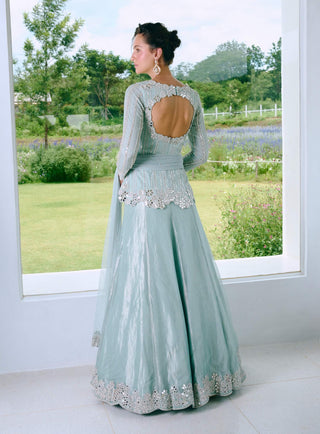 Dina aqua blue lehenga set