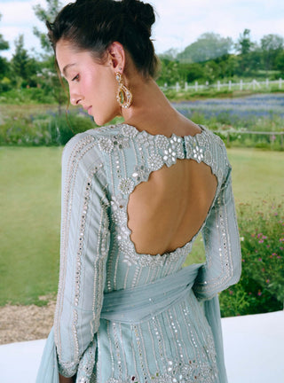 Dina aqua blue lehenga set