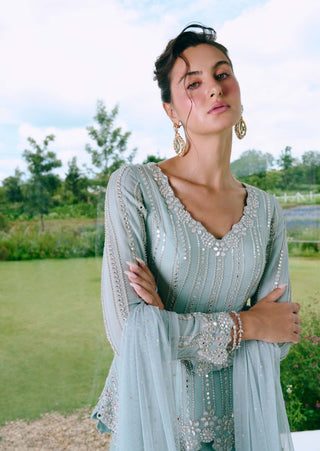 Dina aqua blue lehenga set