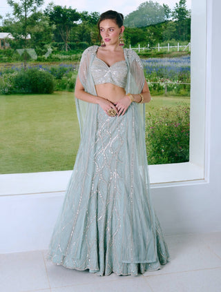 Delfa aqua blue lehenga set