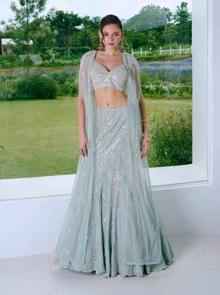 Delfa aqua blue lehenga set
